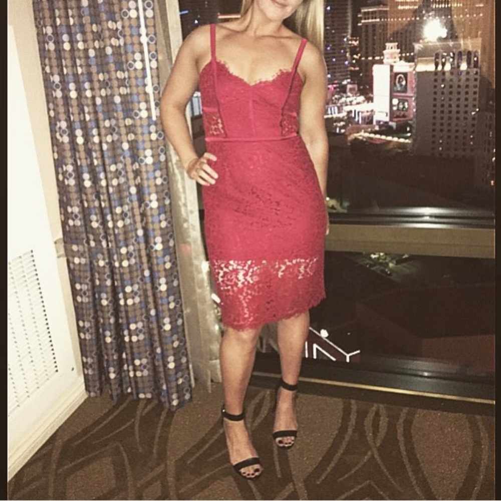 Worn once Express red lace dress